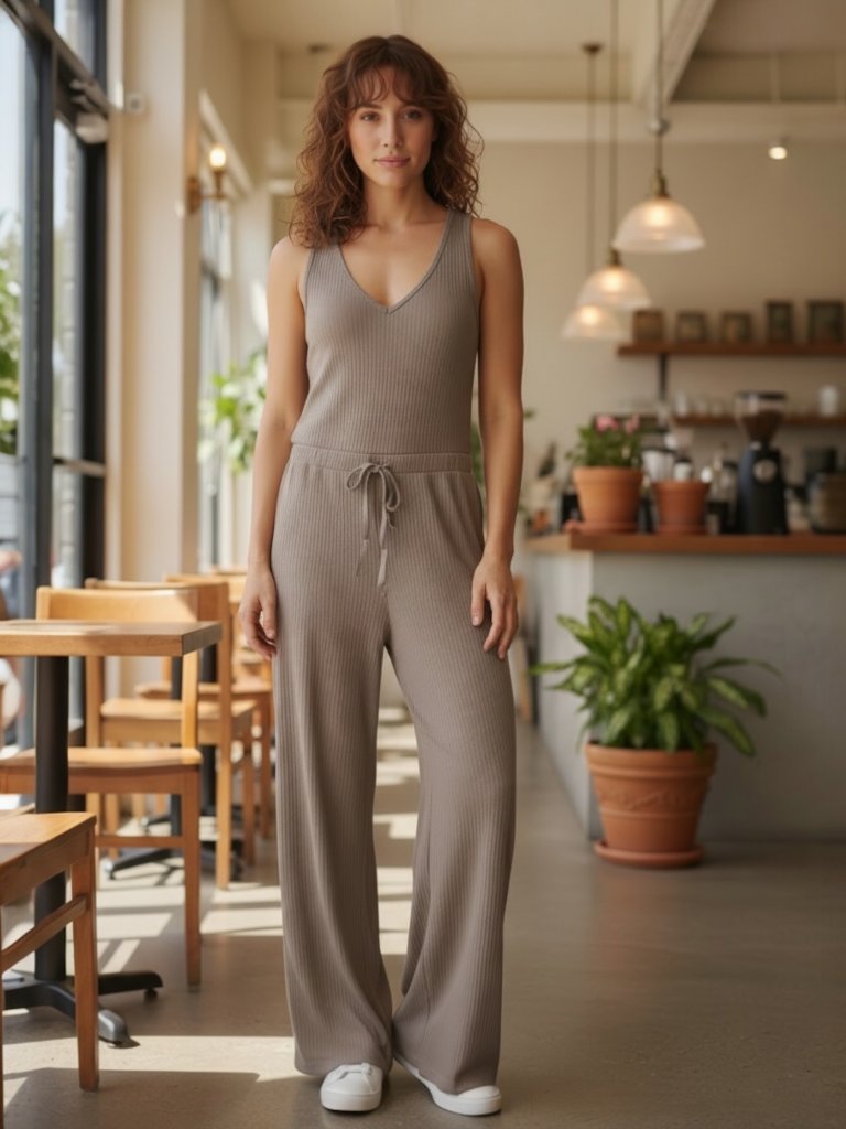 Beyond Yoga Jetsetter Wide Leg Jumpsuit Xl Birch Athletic